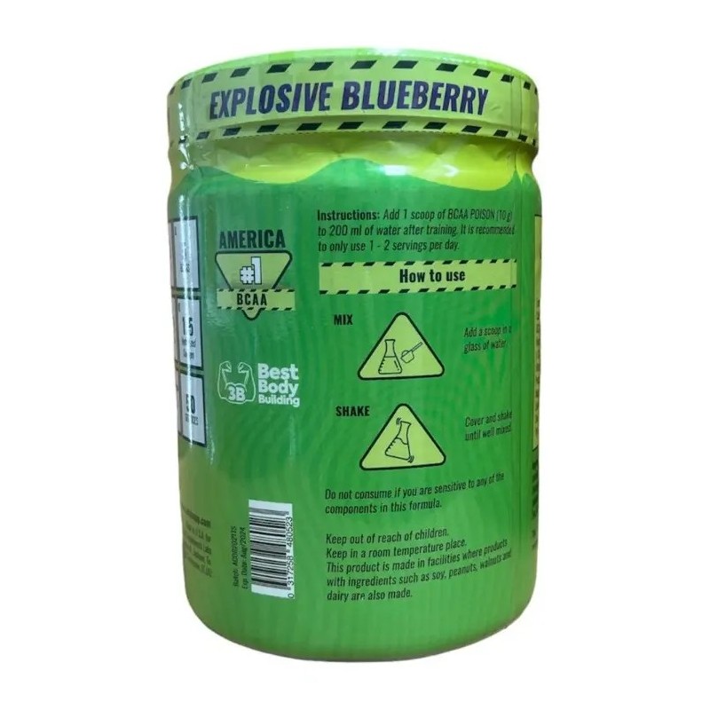 BCAA Poison Acid Blueberry Aminoácidos en Polvo Con Colágeno 500g