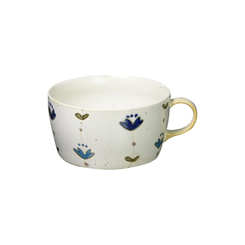 Hasami Pottery Issei Kiln Sweet Flower Handle Bowl, Blue, 400827,