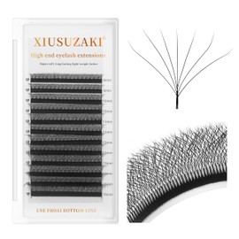 XIUSUZAKI W Lash Extensions Supplies 7D Eyelash Extensions W Shape 0.07mm Thickness D Curl 15mm Premade Fans Easy Fan Lashes Volume Matte Black 12 Rows Crisscross Eye Lashes(W-7D-0.07-D,15mm)
