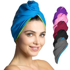 Fit-Flip Hair Turban Microfibre – 1 Piece, Absorbent and Quick-Drying – Special Turban Towel and Hair Towel (Blue-Green)