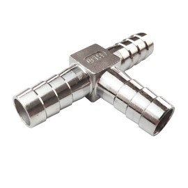 JENSWILL 3/4" Stainless Steel Hose Barb Fitting Tee 3 way Barbed Splicer Mender Union Fitting with 3PCs Hose Clamp for Oil Water Air