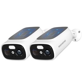 RICHCHO 2pc 5G/2.4G WiFi Cameras for Home Security, 2K Solar Camera Outdoor Wireless, Color Night Vision Spotlight Camera with 130°Wide View，2-Way Audio, IP66, Cloud/SD, AI Detection, Works Alexa
