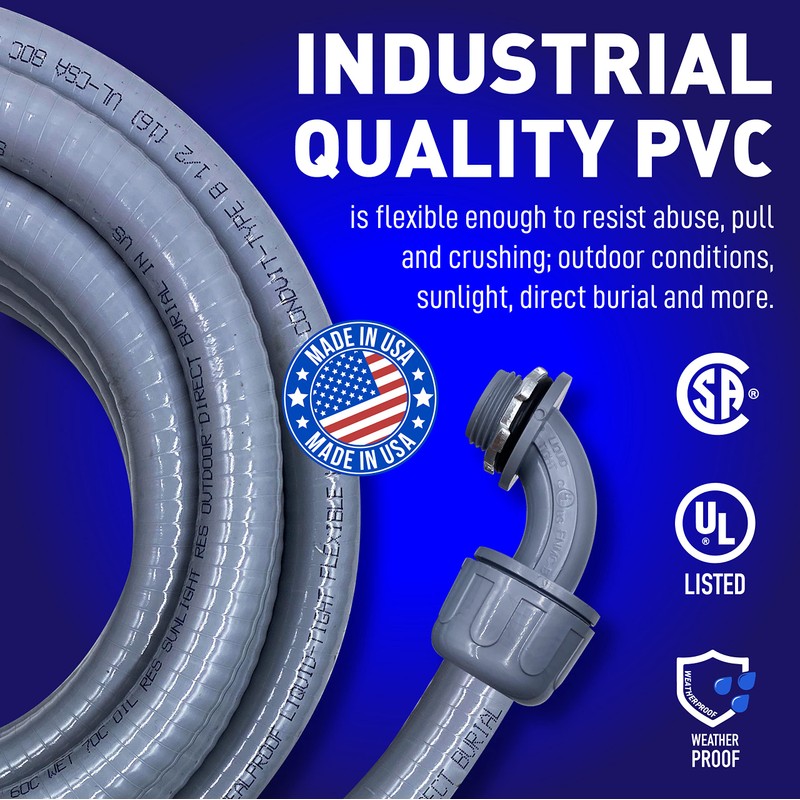 Sealproof 1/2-Inch Non-Metallic Liquid-Tight Conduit and Connector Kit, 25 Foot
