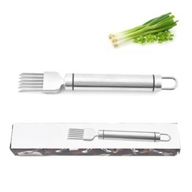 ADOFUN Chopping Long Leek Slicer, Stainless Steel, Long Leek Slicer, Gray Hair Onion Cutter, Leek Slicer, Vegetable, Garlic and Chili Pepper Cutter, Multi-functional, 304 Stainless Steel, Time-saving