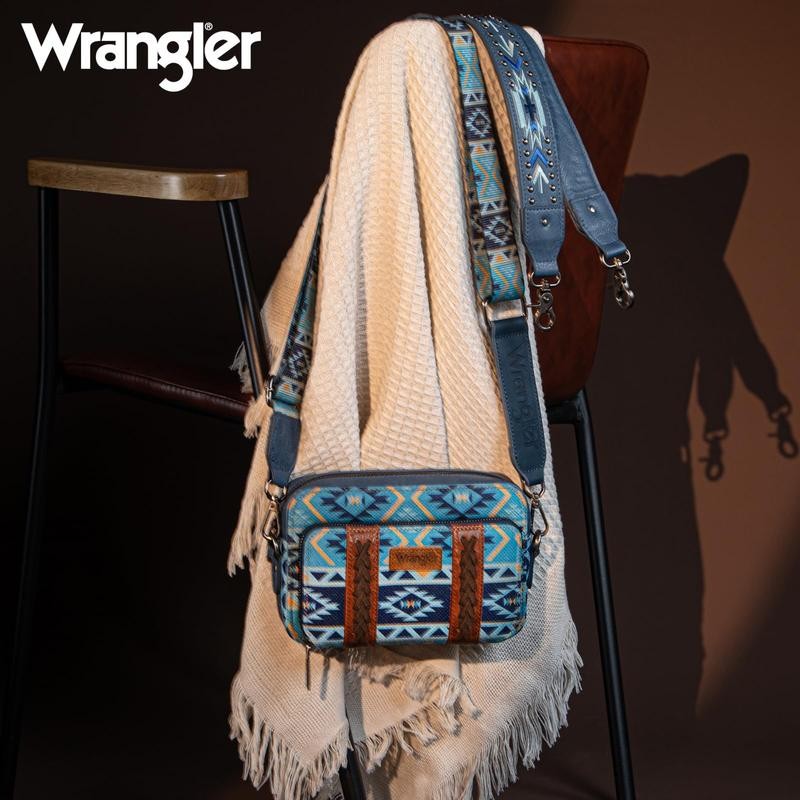 Wrangler Crossbody Bag for Women Boho Aztec Small Multi Pocket