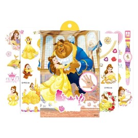 ISABELLA MOON 4 Sheets Kids Girls Princess car Mermaid Temporary Tattoos Sticker Birthday Party Bag Fillers Favors Supplies Gifts Goodies,Fake Waterproof Temporary Tattoo Set (Beauty and Beast)