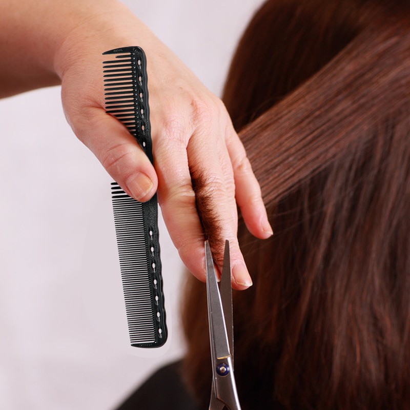 6pcs Carbon Fine Cutting Combs Salon Barber Plastic Hairdressing Flat