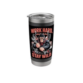 Diesel Monkey Tough Gorilla Mechanic Truck Repair Graphic Stainless Steel Insulated Tumbler