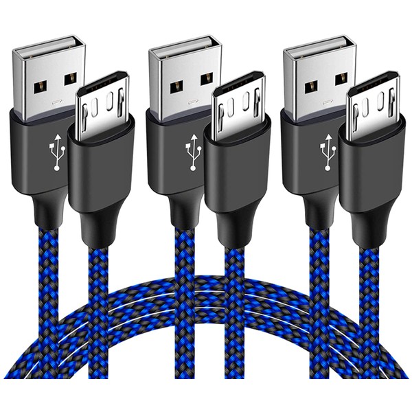 3-Pack 6FT PS4 Controller Charger Cable for Xbox One Controller,Dualshock 4,PS4 Charging Cord,Nylon Braided Micro USB Data Sync Cable for Xbox One S/X,Playstation 4,PS4 Slim/Pro,Charge and Play Wire