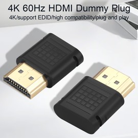 4K 60Hz HDMI Dummy Plug, GPU Sleep Preventer EDID Fake Load, Virtual Display Emulator for Remote Desktop Server Mining, Black(2 Pack)