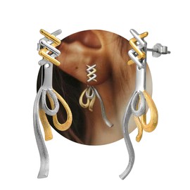 Noir Horse Bowknot Ribbon Dangle Earrings for Women Trendy - Ballet Shoe Design, 925 Sterling Silver with 18K Gold Plated, Delicate Jewelry, Wedding Jewelry for Brides Bridesmaid