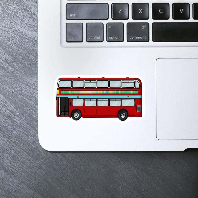 Medium 100mm 'Double-Decker Bus' Permanent Sticker Decal for Cars/Windows/Bins/Walls etc