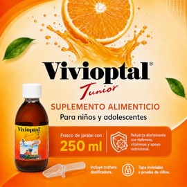 Vivioptal Junior Jarabe 250 ml - Suplemento Alimenticio Multivitamínico - 11 Vitaminas y 5 Minerales con L-Lisina y Jalea Real - Para Niños y Adolesce