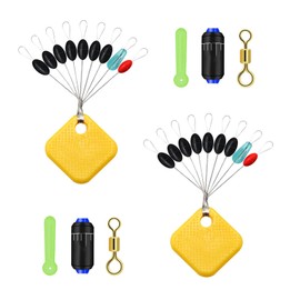 FENGJINGJIACHENG 2 Set Rubbers Fishing Bobber Stopper 7 in 2 Fishing Floats Stops Small Black Oval Float Stops for Coarse Fishing Size S Fishing Beads 0.8 to 2 mm Line Stops Fishiing and Sinker (S)