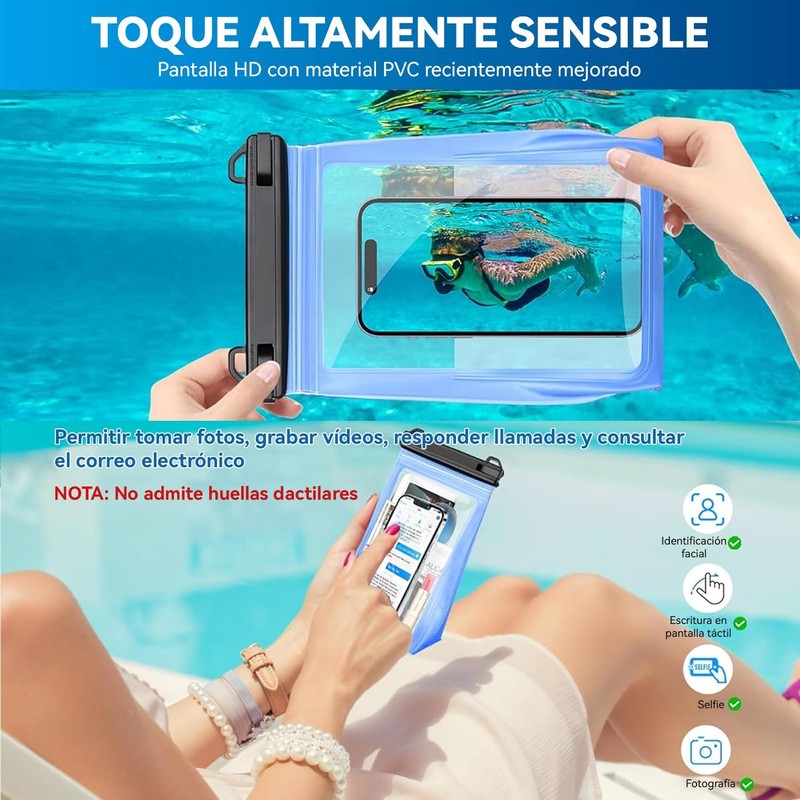 Bolsa Grande Impermeable para Teléfono Celular,Impermeable con Tira De Sellado,Bolsa