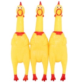 LEGEND SANDY - Pollo Gritante de Color Amarillo, Juguete Novedoso y Duradero de Goma para Niños y Perros, Paquete de 3, Grande