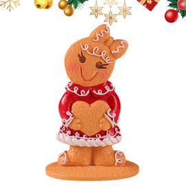 Gingerbread Men Figurine Christmas Tabletop Decoration, Resin Gingerbread Man Vintage Christmas Centerpiece Decor, Gingerbread Ornament for Home Kitchen Fireplace Winter Display Shelf Holiday Decor