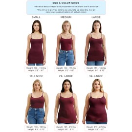 Emmalise Clothing Women's Basic Casual Plain Long Camisole Cami Top Tank, Burgundy, Large