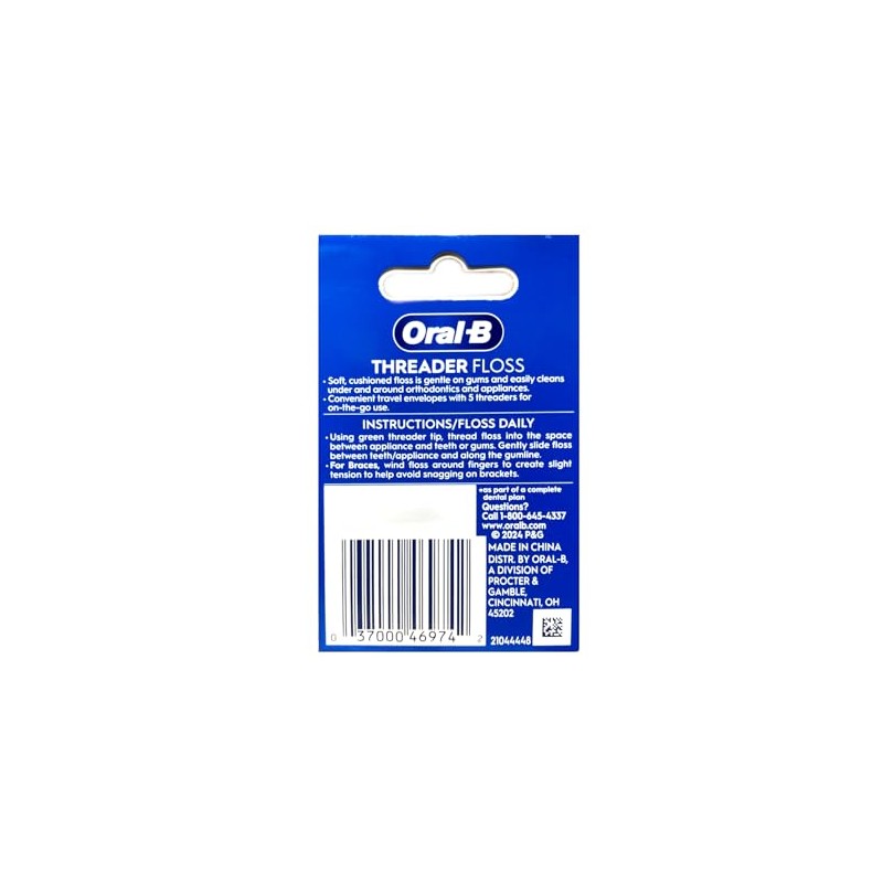 Oral-B Threader Floss 30 Count: 6 Envelopes of 5 Threaders