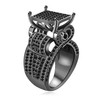 Uloveido Black CZ Big Square Party Cocktail Rings with Tiny