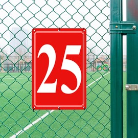 i-CowFun Premium Aluminum Number Signs 25, Metal 12" X 8" Red Numbered Signs Outdoor for Parking Lots, Floor, Dock, Court, Aisle, Field, High Visibility, No Fade, Weather-resistant