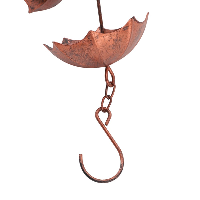 Umbrella Rain Chain Set, 3.28ft Copper Plated Rain Chain for