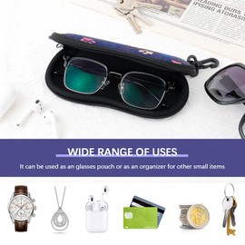 Playexen Soft Glasses Case for Sunglasses Storage Bag Men & Women or Children Ultralight Neoprene Zip Belt Clip Glasses Case Portable Case for Keys Pencils Cards, Claw-blue