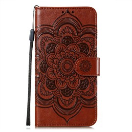 MRSTER Premium Leather Case for Oppo Find X2 Neo 5G, [Stand Stand] [Credit Card Holder] [Magnetic Closure] Wallet Case Cover for Oppo Find X2 Neo 5G. LD Mandala Brown