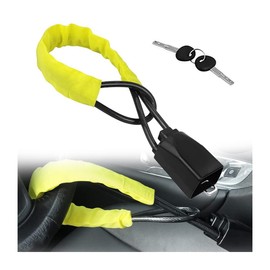 TSUGAMI Steering Wheel Lock, Seat Belt Locks, Car Anti-Theft Security Device, Theft Prevention for Auto Safety, Wire Cable Lock for Car Saetbelt, Universal for Most Vehicles Truck SUV Van (Yellow)