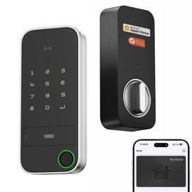 ThorBolt X1 Apple Home Key Tap to Unlock, iOS ONLY Fingerprint Keyless Entry HomeKit Door Lock, Keypad Deadbolt Lock Works with HomeKit Over Thread (Border Router Required), IP65 Weatherproof, Silver