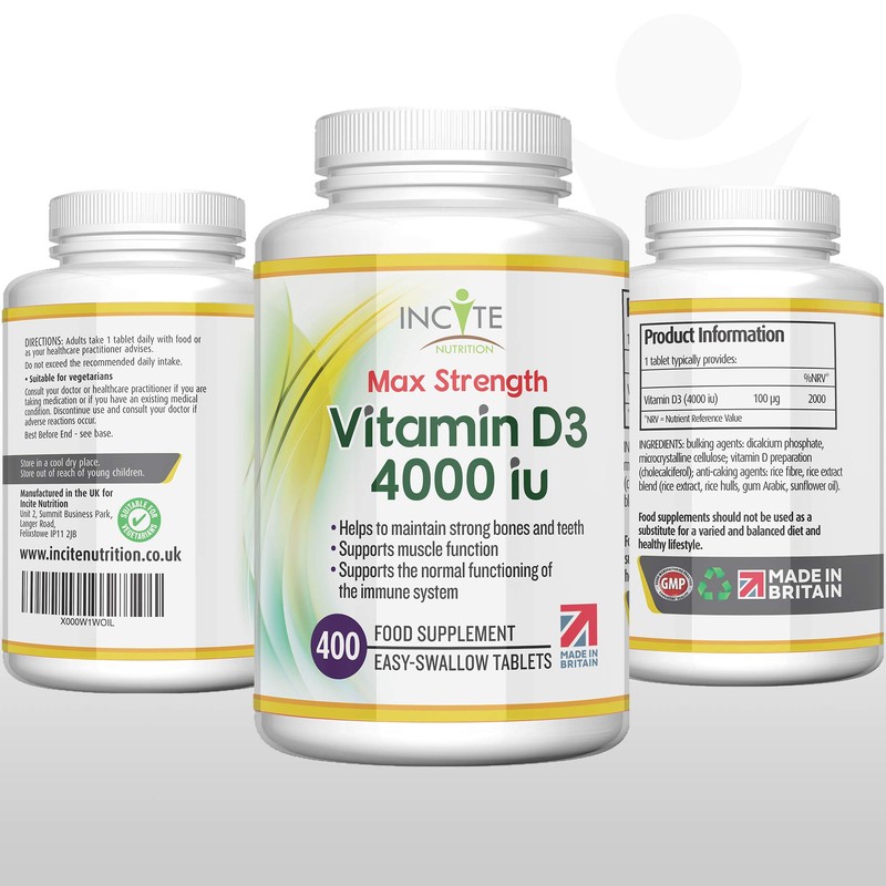 Vitamin D 4000iu - 400 Premium Vitamin D3 Easy-Swallow Micro