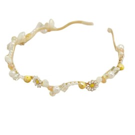 SSyang Headband with Clips, Rhinestone Headbands Navy Blue Crystal Hair Band Gemstone Vintage Thin Headband Party Prom Hair Accessories Headband for Women and Girls (Yellow)