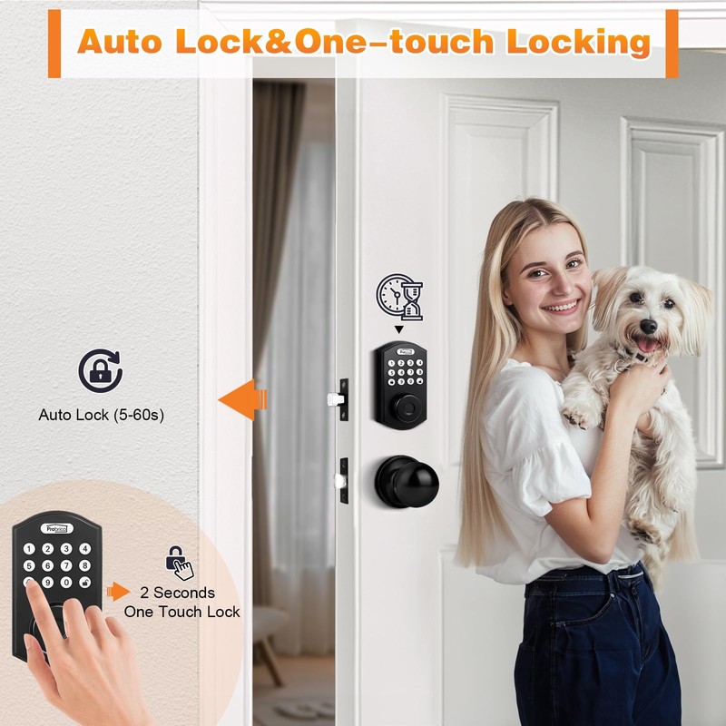 Probrico Smart Fingerprint Door Lock for Front Door,Electronic Keyless Entry