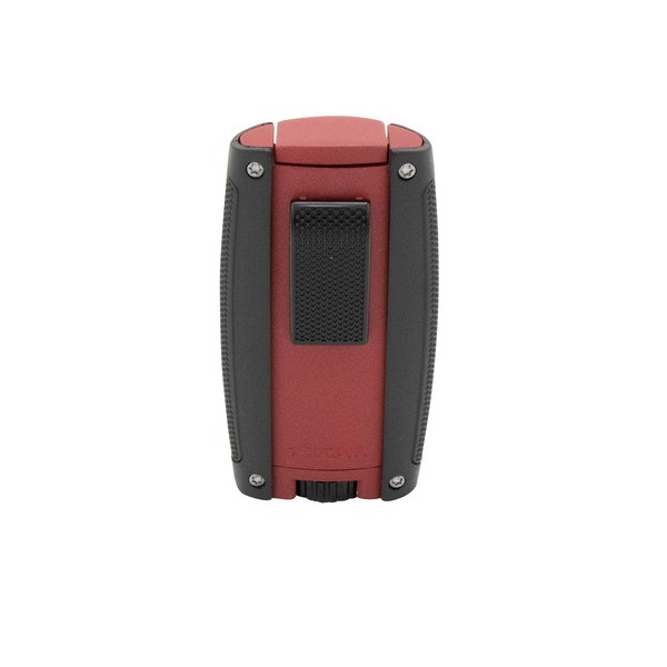Xikar Turismo Double Jet Flame Cigar Lighter, Attractive Gift Box, Pocket-Friendly, Protective Flip-Lid, Over-Sized Fuel Tank, Matte Red