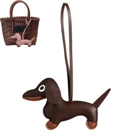 Wei Tech Dachshund Faux Leather Keyring - Cute Bag Charms for Women, Children & Dog Fans, Ideal for Backpack, Keychain & Decoration, brown, Unit size