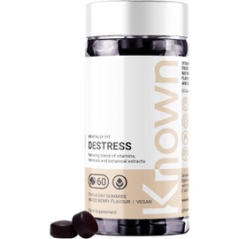 Known Tasty Destress Gummies - Chamomile, B Vitamins - Supports Hormone Balance - Natural Mixed Berry Flavour - 60 Vegan Gummies, 1 Month Supply