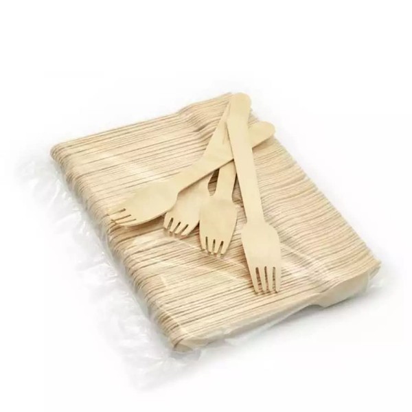 Biodegradable Wooden Forks Eco Friendly 100% Birchwood Disposable Forks for Indoor or Outdoor Party, Picnic, BBQ, Dessert, Birthdays & Weddings