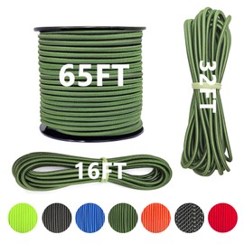 LUYADIN 1/4" x 32' Marine Grade Bungee Cord Elastic Shock Cord, Kayak Stretch String Rope, Heavy Duty Bungee Shock Cords for Repairing Tent Poles, DIY, Tie Downs (Army Green)