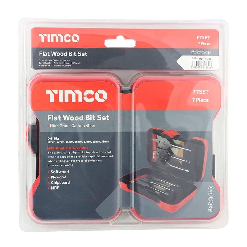 TIMCO F7SET Flat Wood Twin Cutting Edge Bit Set -
