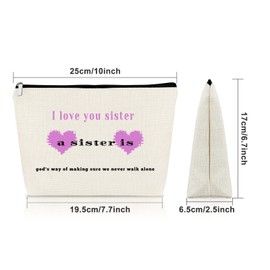 Sister Gifts from Sister Makeup Bag Friendship Gifts for Women Sister Gifts for Soul Sister Big Sister Little Sister Cosmetic Bag Graduation Birthday Gifts for Friends Female Cosmetic Travel Pouch