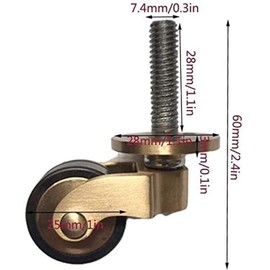 Solid Brass Casters Wheels,1" Furniture Swivel Caster Wheels,Antique Style Rubber Wheels,Heavy Duty Castors for Sofas,Coffee Table,Screw Style Fitting,with Screws, Load 440 lbs of 4 Packs
