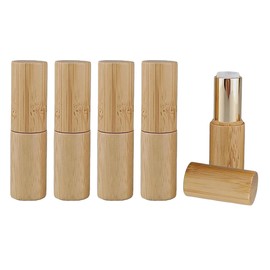 Felimoa Bamboo Lip Case Lipstick Container Handmade Cosmetics Refill Container Set of 5