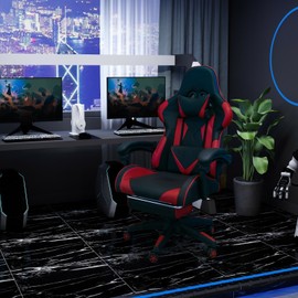 Flexispot Gaming Chair Racing PU Massage Executive Office Computer Desk Seat Swivel Red