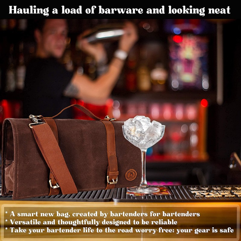 Beemojo Bartender tool bag waxed canvas water resistant adjustable shoulder