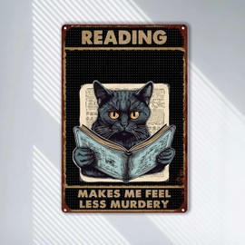 Retro Style Metal Tin Sign Reading Makes Me Feel Less Murdery Home Office Decorations 8x12inch