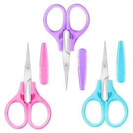 Piriuuo Set of 3 Small Scissors, Craft Scissors, Embroidery Scissors Set, Mini Scissors with Protective Cover, Stainless Steel All-Purpose Scissors, Small Embroidery Scissors for Sewing, Paper