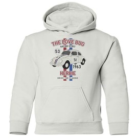 Omufisa Herbie Classic Car - The Love Bug tribute Racing Youth Hooded Sweatshirt (White, Youth Small)