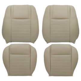 NLQR Tan Driver & Passenger Side Bottom & Top Lean Back Replacement Perforated Seat Covers Compatible with Ford Mustang GT V8 2005 2006 2007 2008 2009
