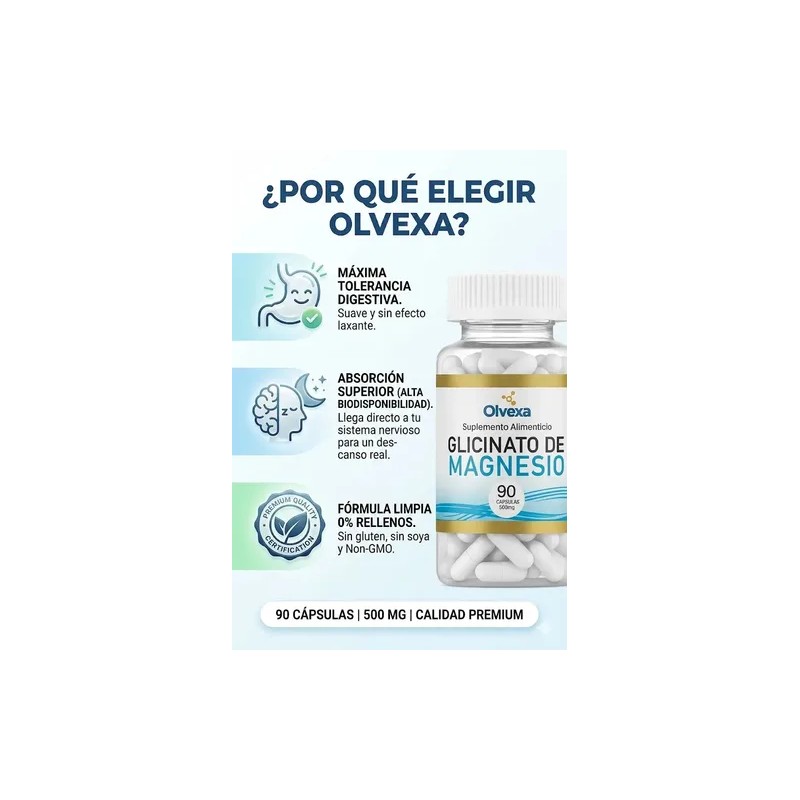 Glicinato De Magnesio (bisglicinato) Alta Absorción Olvexa Sin Sabor