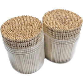 Makerstep 1000 Wooden Toothpicks Ornate Handle in Toothpicks Holder Container 2 Packs of 500, Good for Party, Cleaning Teeth, Appetizer.
